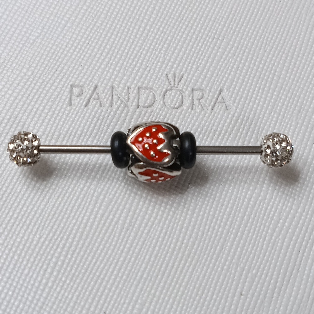 Pandora Vintage Silver Red Enamel Sweet Strawberry Charm (2 Listed Separately).